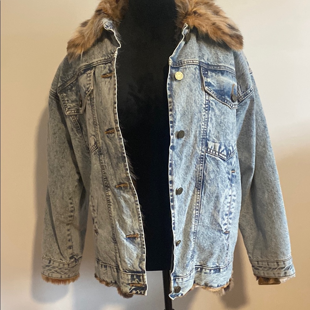 BDG Faux Fur Jacket with Brown and Black Accents